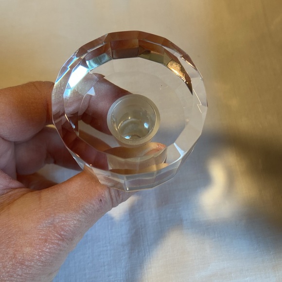 New in Box Oleg Cassini Crystal Bottle Stoppers Faceted Clear Heavy Weight NiCE - Picture 4 of 16